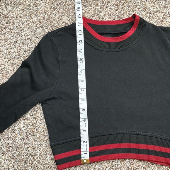 LF Los Angeles Long Sleeve Cotton Fitted Cropped Top Black and Red Size XS - Picture 7 of 8